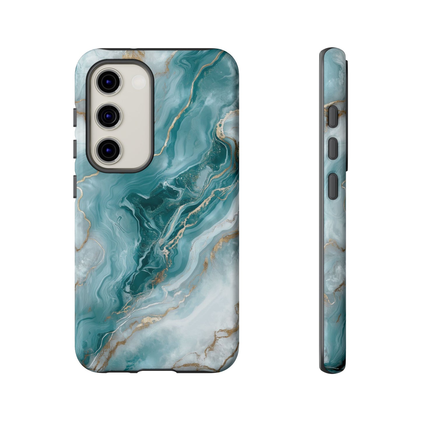 Stylish Turquoise Marbled Tough Phone Case for Ultimate Protection, iPhone or Samsung Phone Case