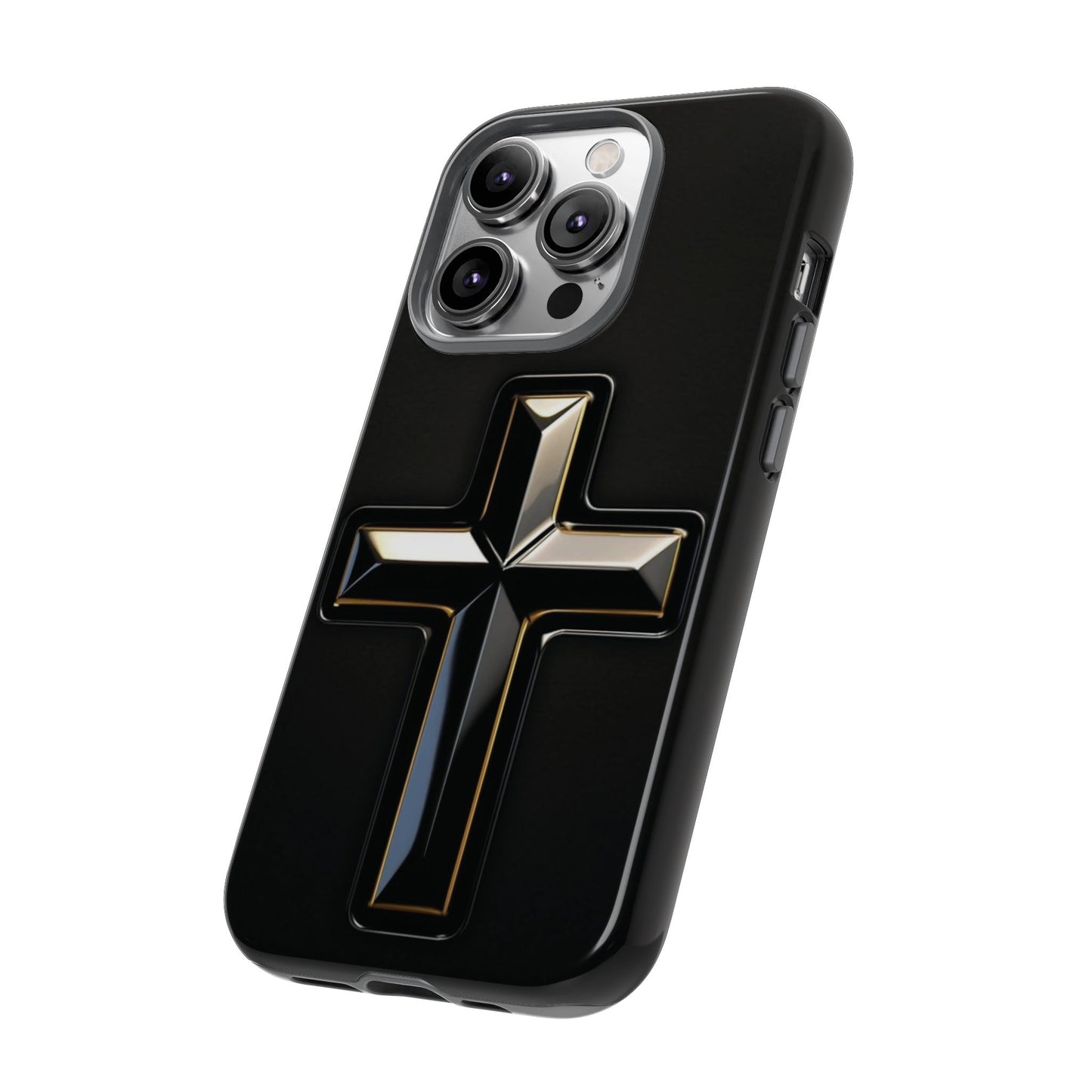 Black and Gold Cross Tough Phone Case – Compatible with iPhone & Samsung