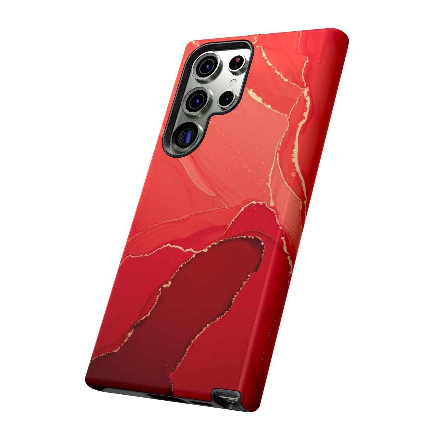 Red & Gold Marble Design - Tough Phone Case - iPhone or Samsung Phones