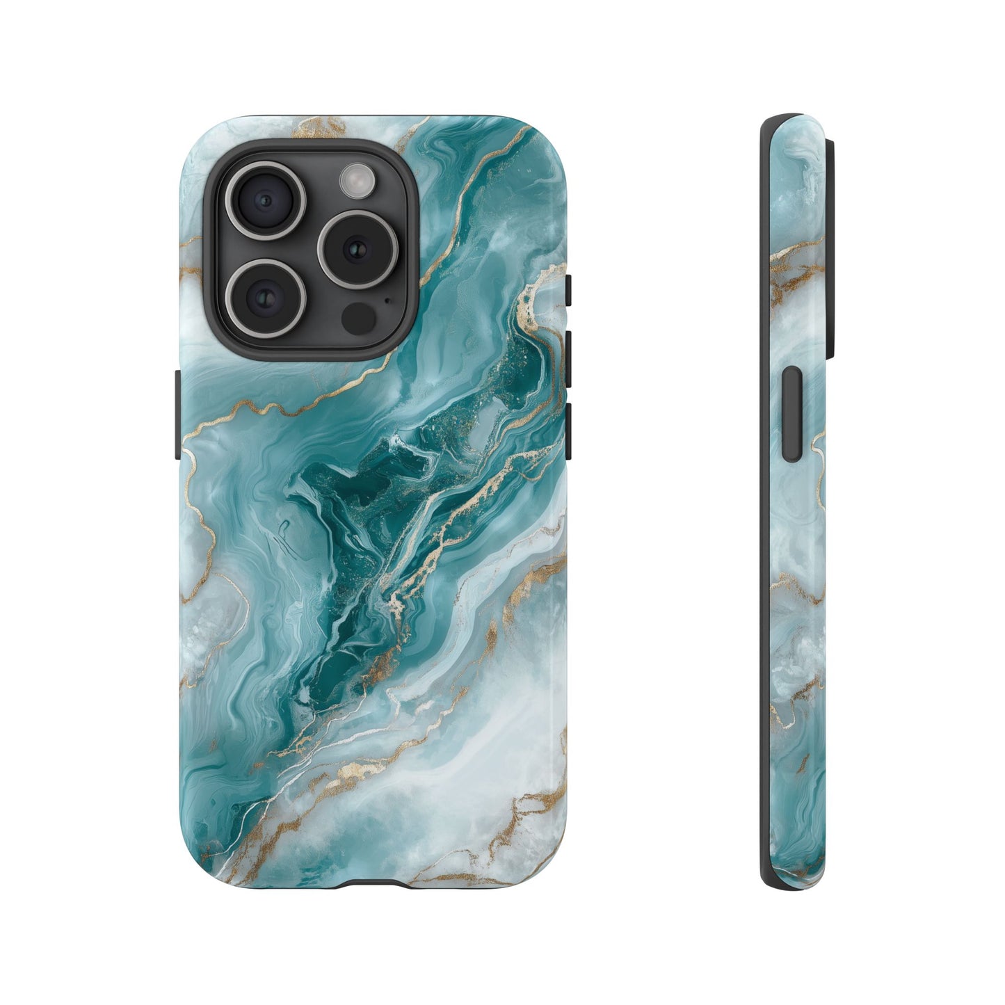 Stylish Turquoise Marbled Tough Phone Case for Ultimate Protection, iPhone or Samsung Phone Case