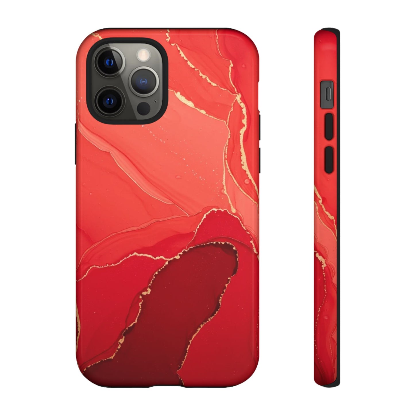 Red & Gold Marble Design - Tough Phone Case - iPhone or Samsung Phones