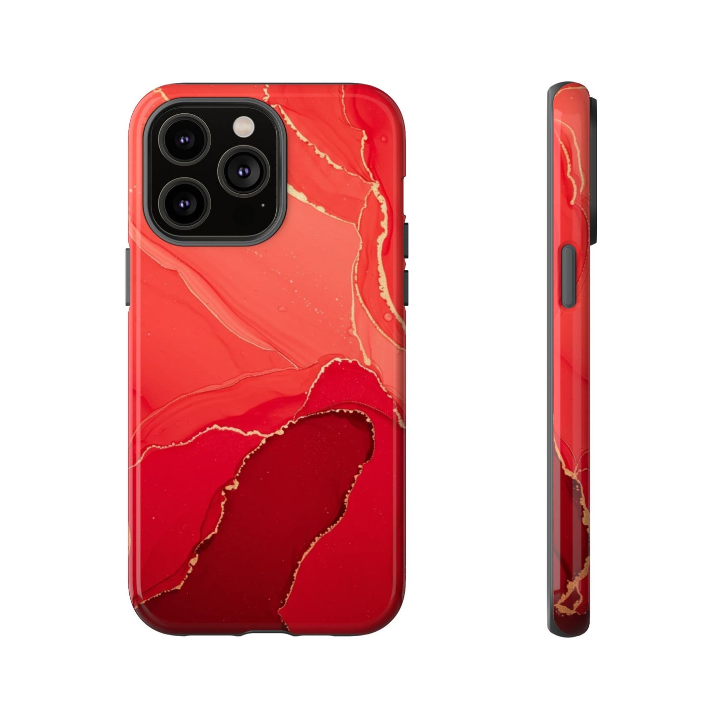 Red & Gold Marble Design - Tough Phone Case - iPhone or Samsung Phones