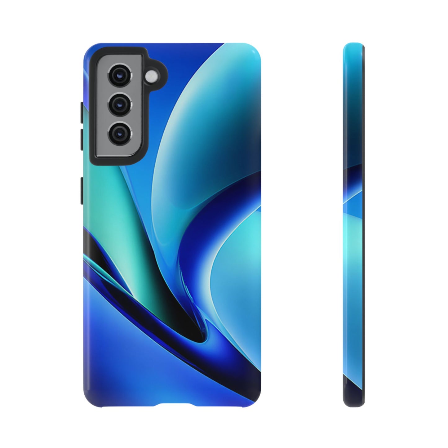 Abstract Blue/Turquoise Tough Phone Case – Compatible with iPhone & Samsung