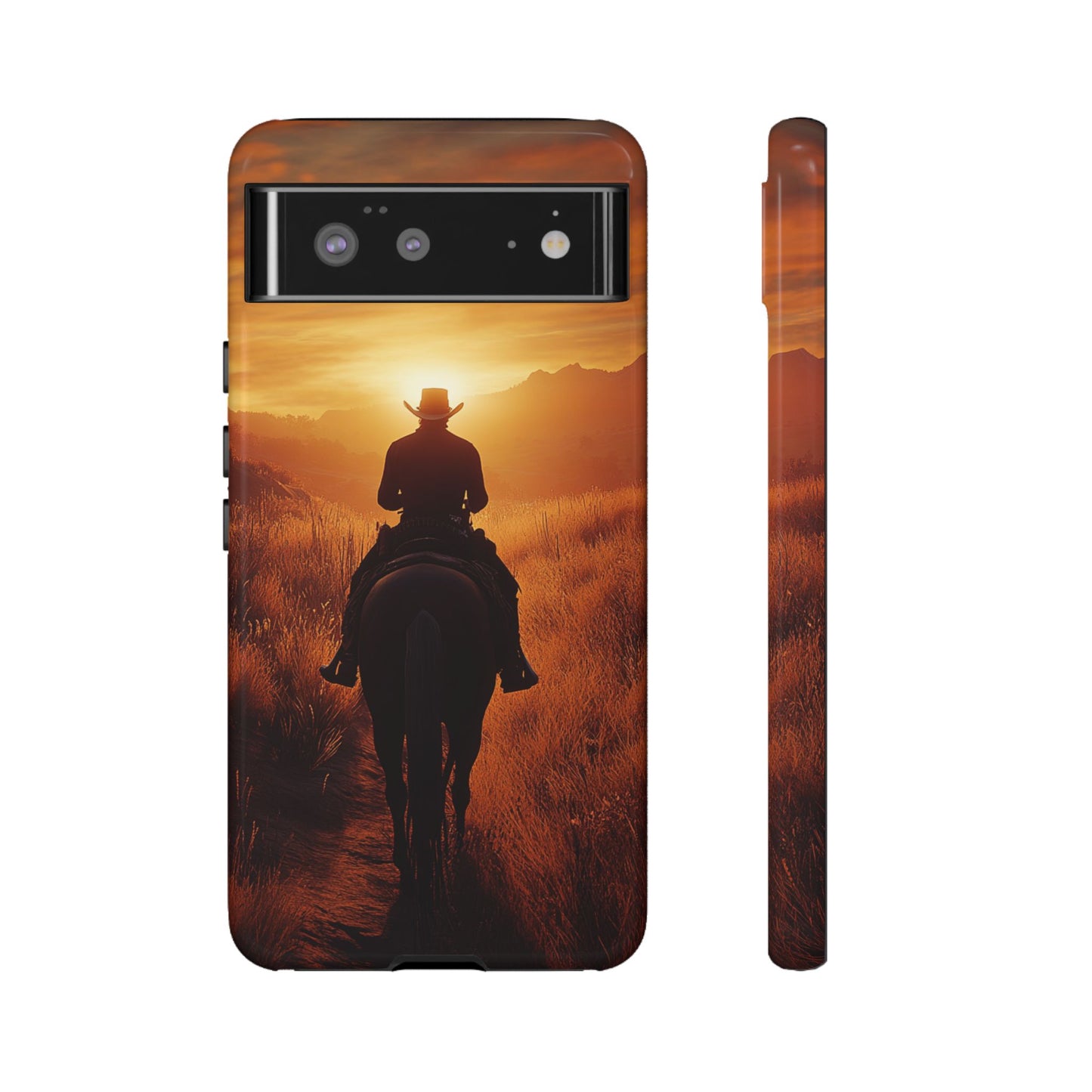 Chasing the Horizon: A Cowboy's Journey into the Sunset -  Phone Case - Tough Case, iPhone Case, Samsung Case, Google Pixel Case