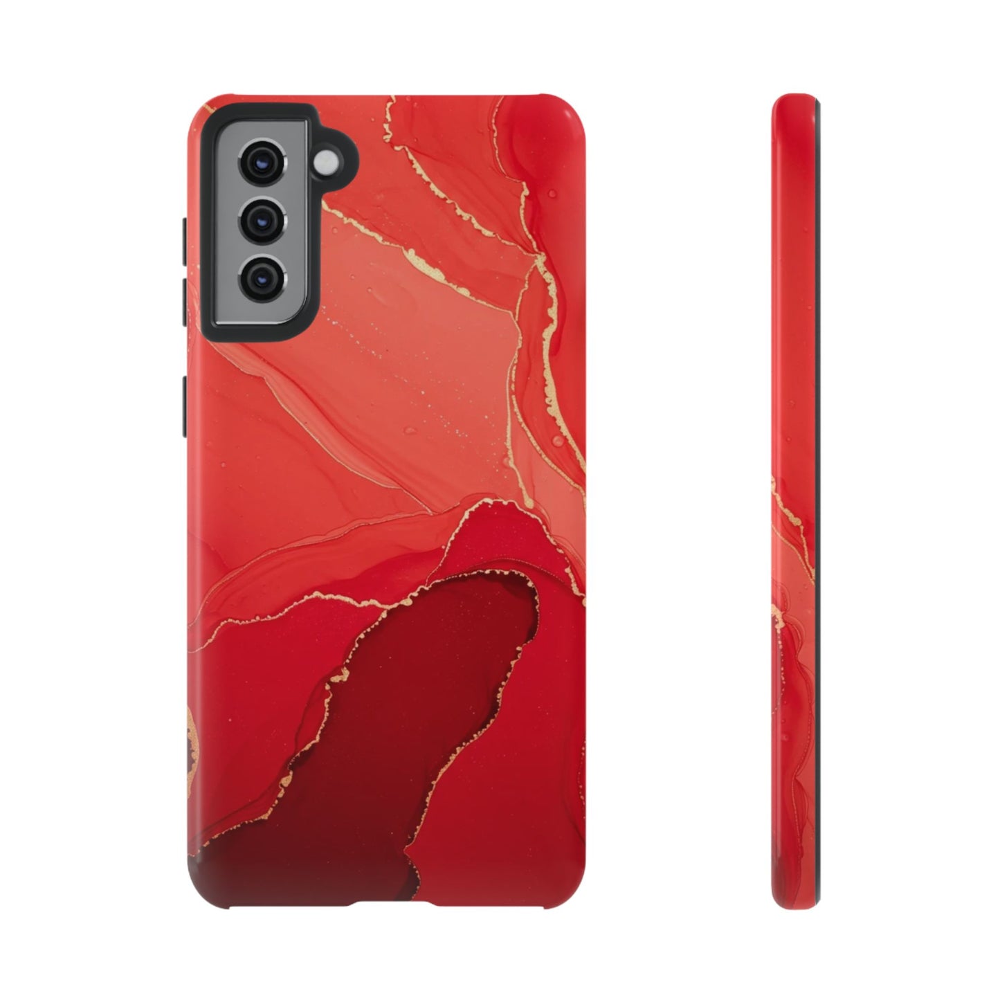 Red & Gold Marble Design - Tough Phone Case - iPhone or Samsung Phones