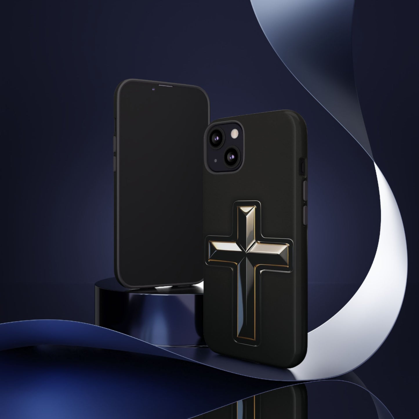 Black and Gold Cross Tough Phone Case – Compatible with iPhone & Samsung
