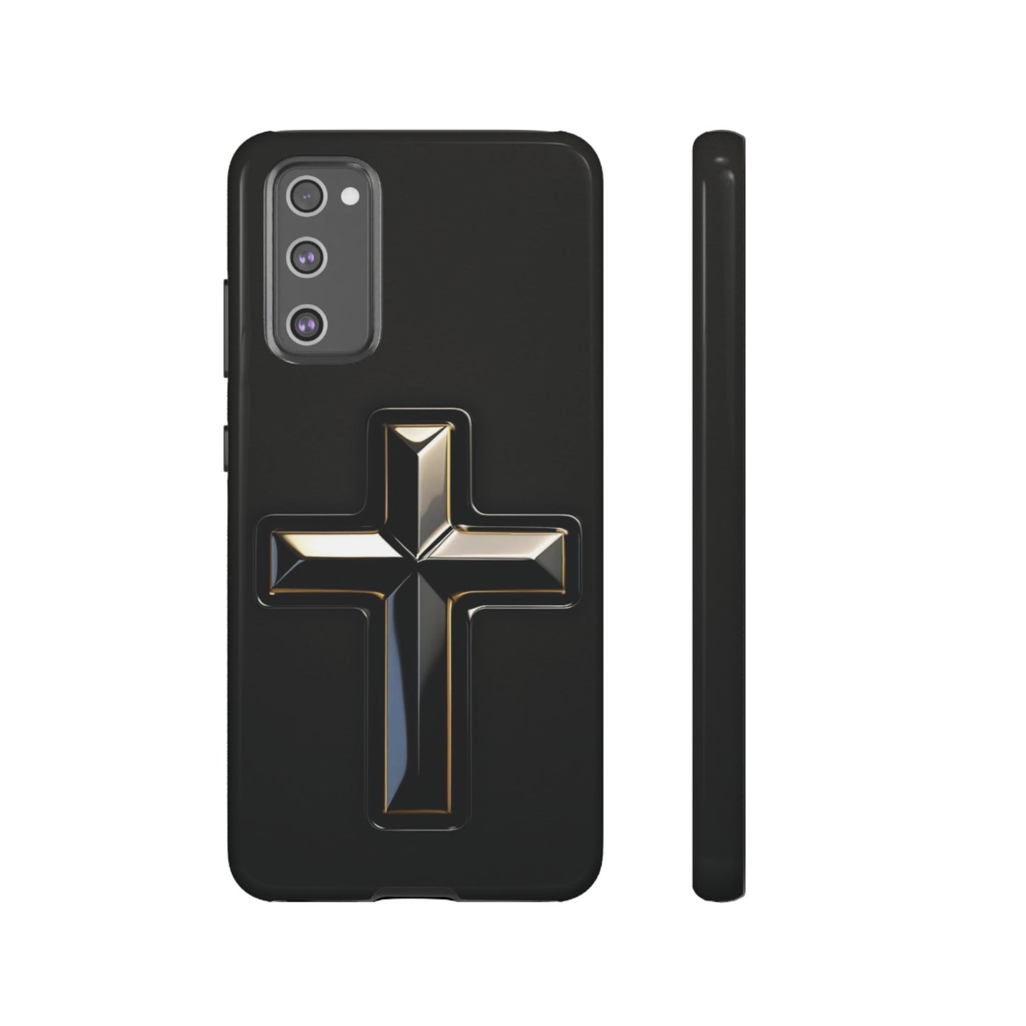 Black and Gold Cross Tough Phone Case – Compatible with iPhone & Samsung