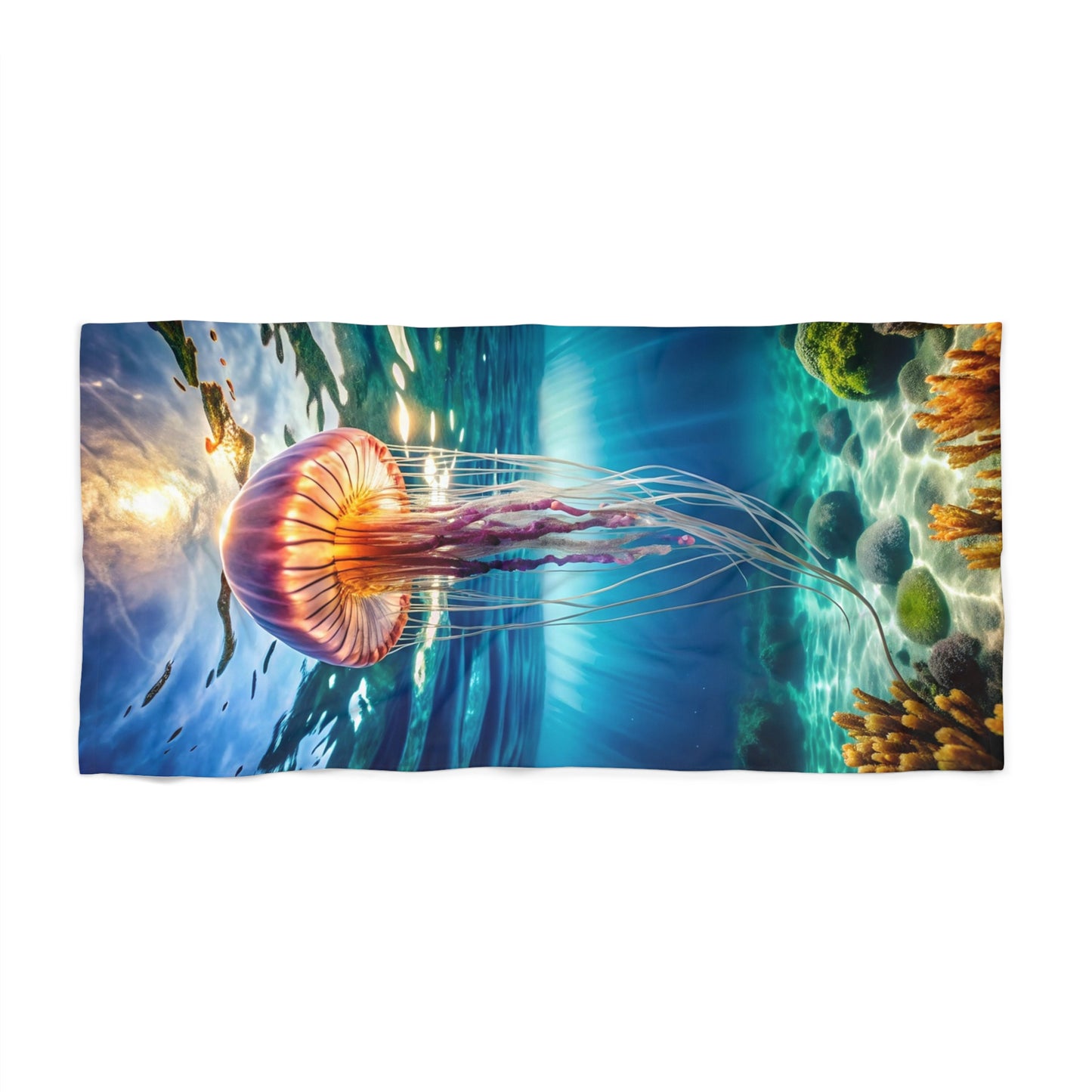 Tropical Waves and Jellyfish Dreams  - Beach Towel