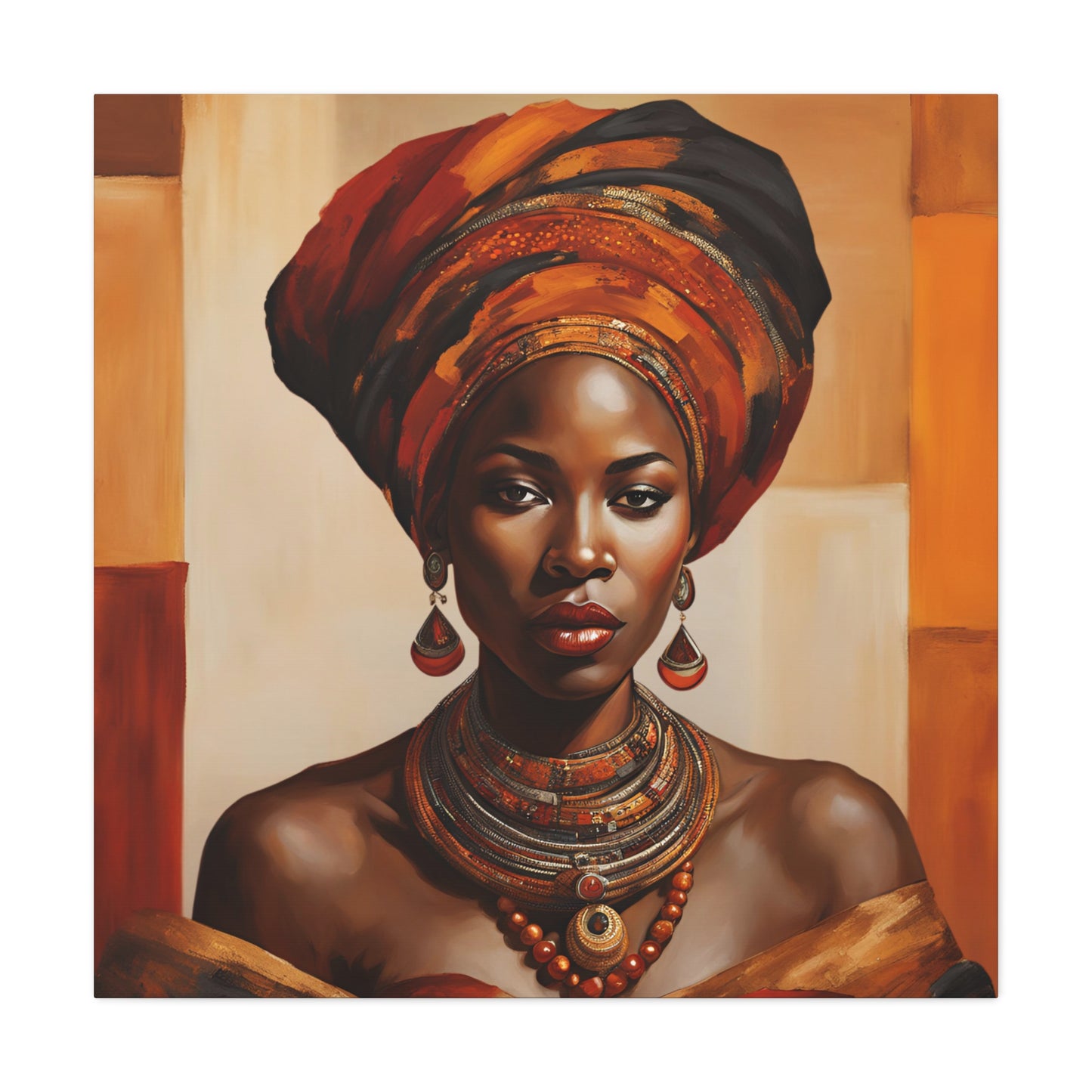 Beautiful African Woman in Headwrap - Canvas Wall Art