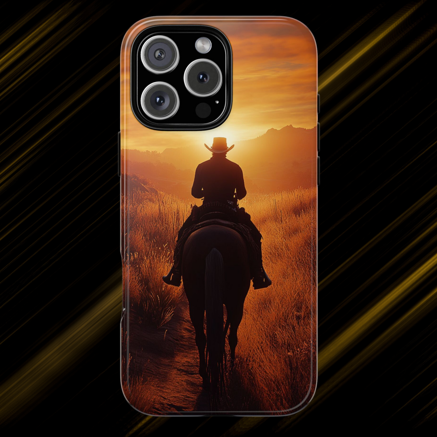 Chasing the Horizon: A Cowboy's Journey into the Sunset -  Phone Case - Tough Case, iPhone Case, Samsung Case, Google Pixel Case