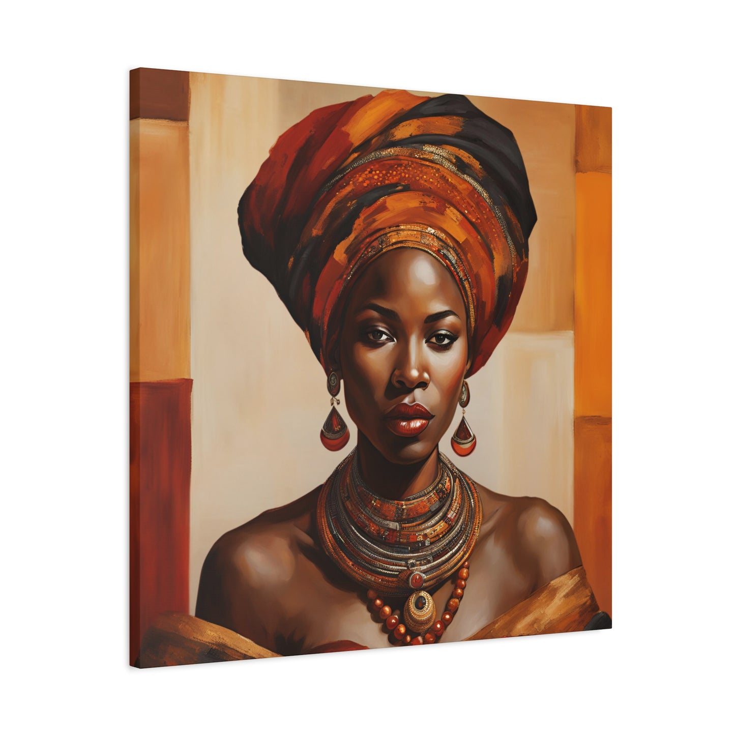 Beautiful African Woman in Headwrap - Canvas Wall Art