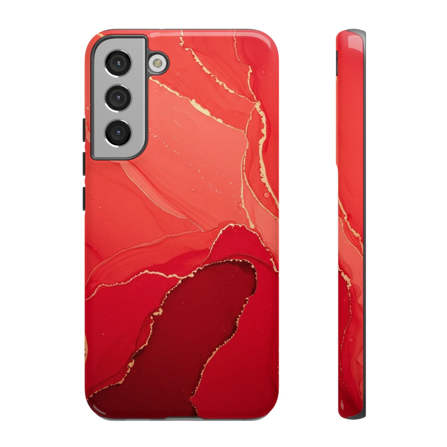 Red & Gold Marble Design - Tough Phone Case - iPhone or Samsung Phones