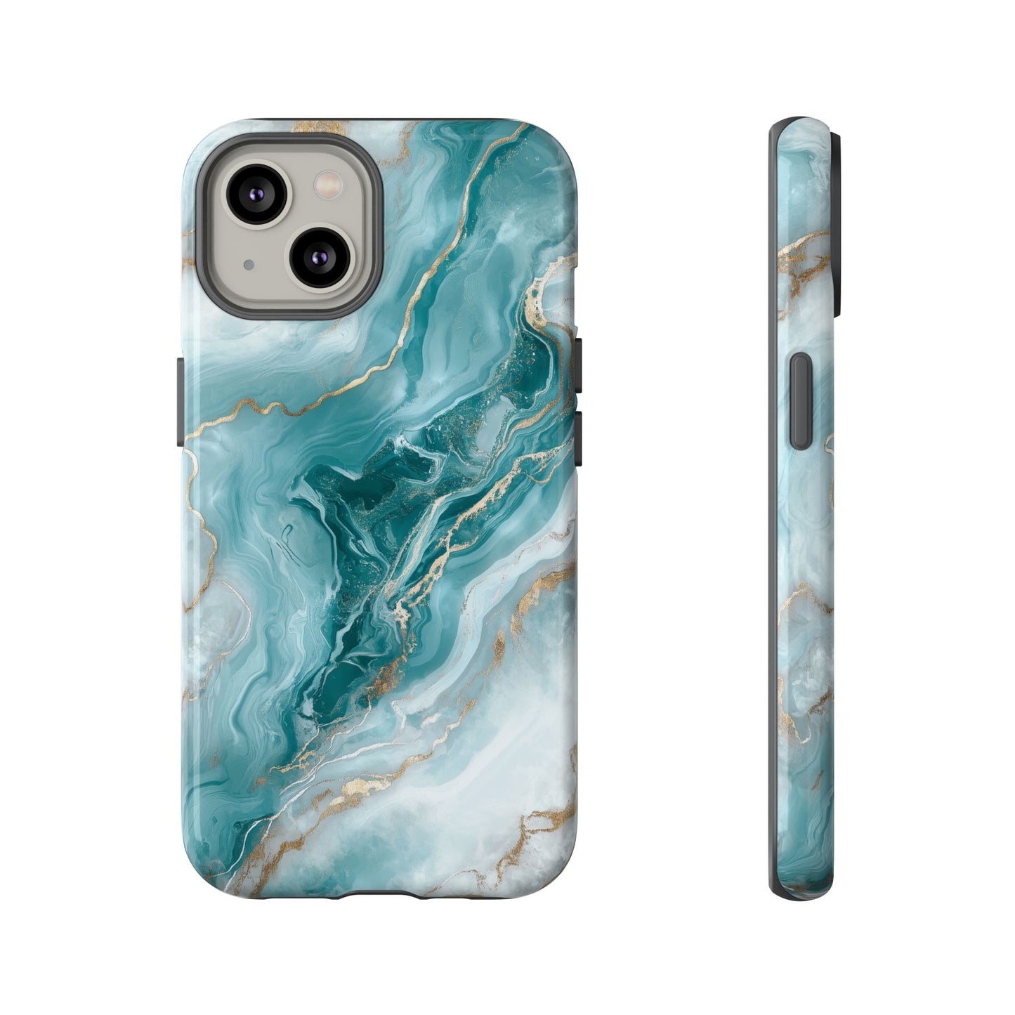 Stylish Turquoise Marbled Tough Phone Case for Ultimate Protection, iPhone or Samsung Phone Case