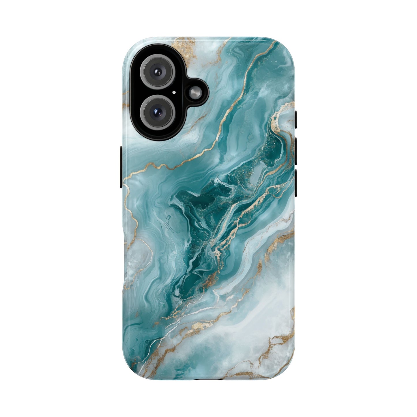 Stylish Turquoise Marbled Tough Phone Case for Ultimate Protection, iPhone or Samsung Phone Case