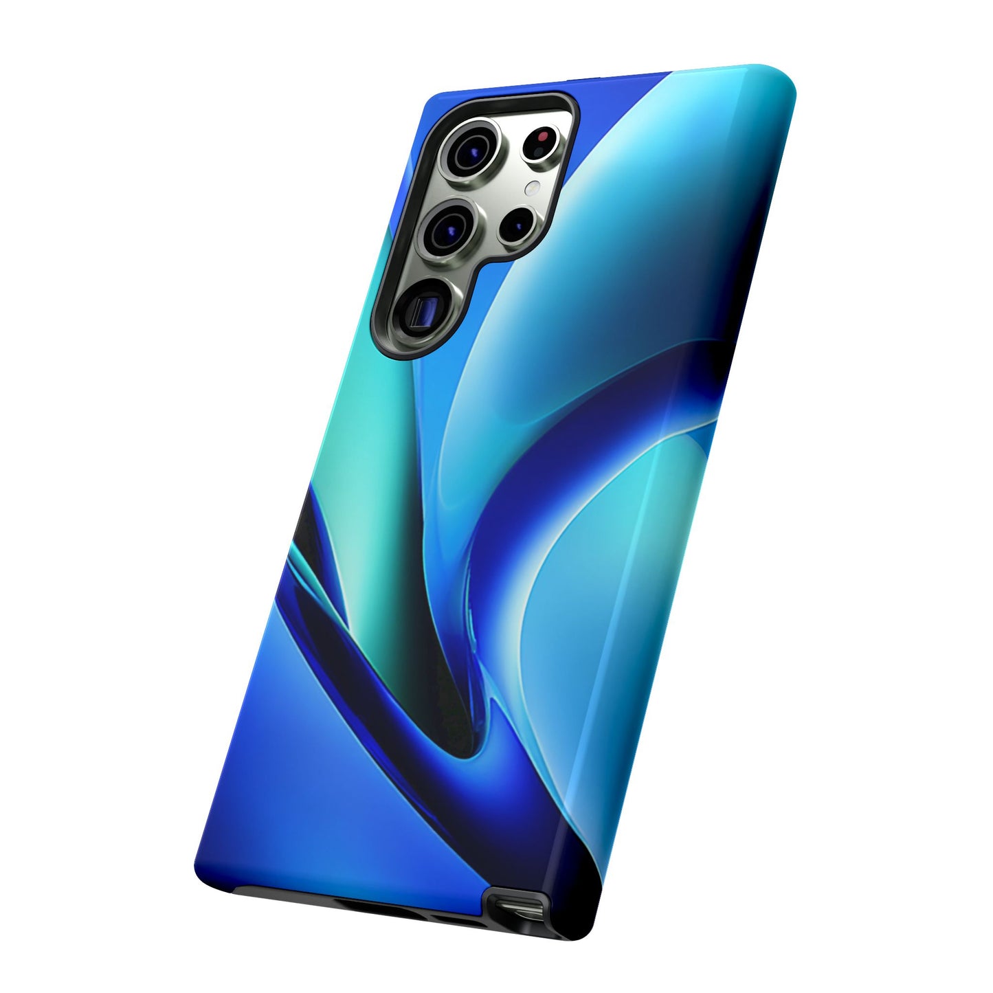 Abstract Blue/Turquoise Tough Phone Case – Compatible with iPhone & Samsung