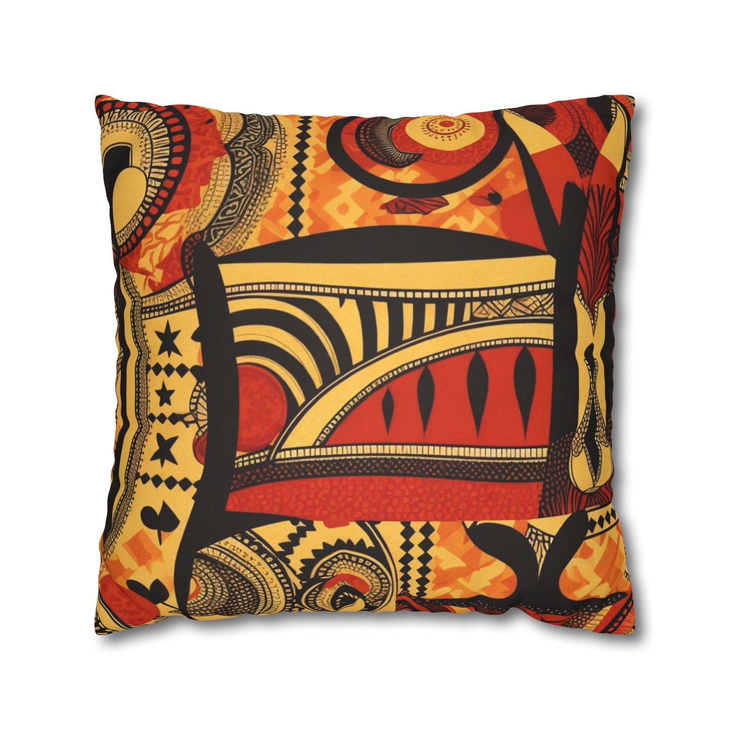 Decorative Abstract African Design Faux Suede Pillowcase