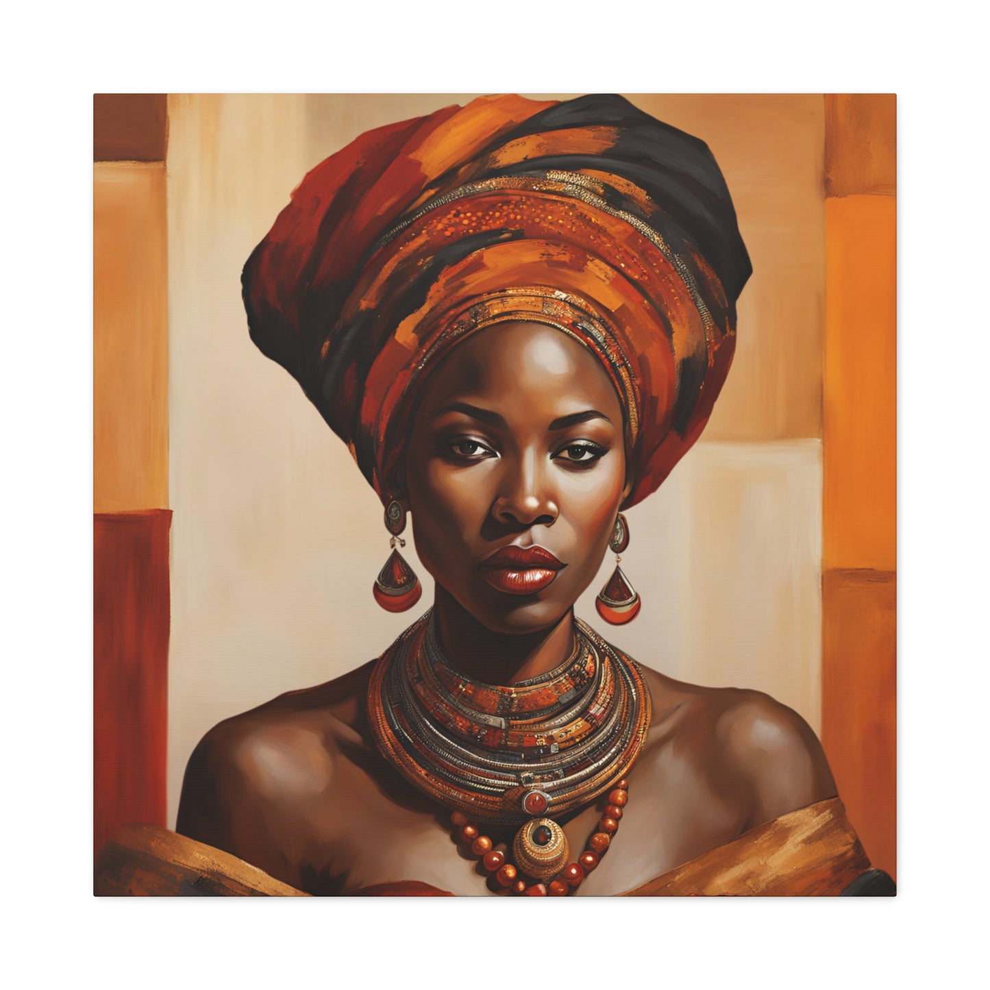 Beautiful African Woman in Headwrap - Canvas Wall Art