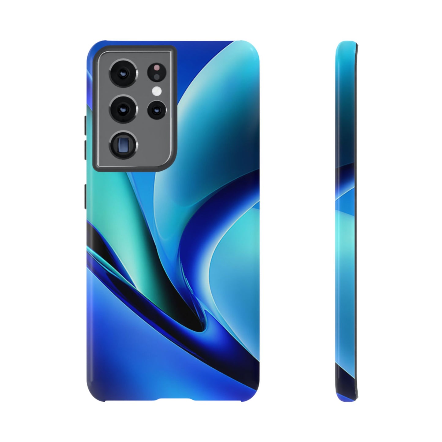 Abstract Blue/Turquoise Tough Phone Case – Compatible with iPhone & Samsung