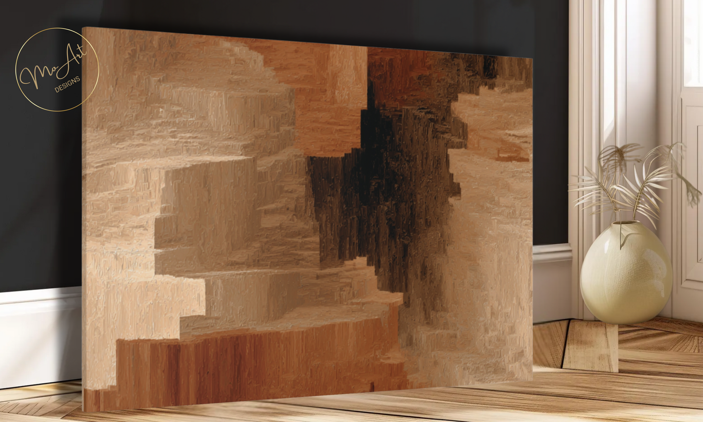 Modern Brown and Beige Abstract Canvas Wall Art