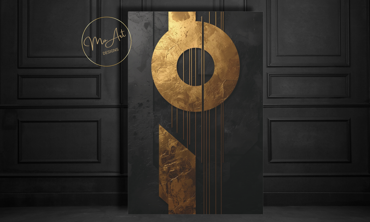 Gold & Black Geometric Canvas Wall Art