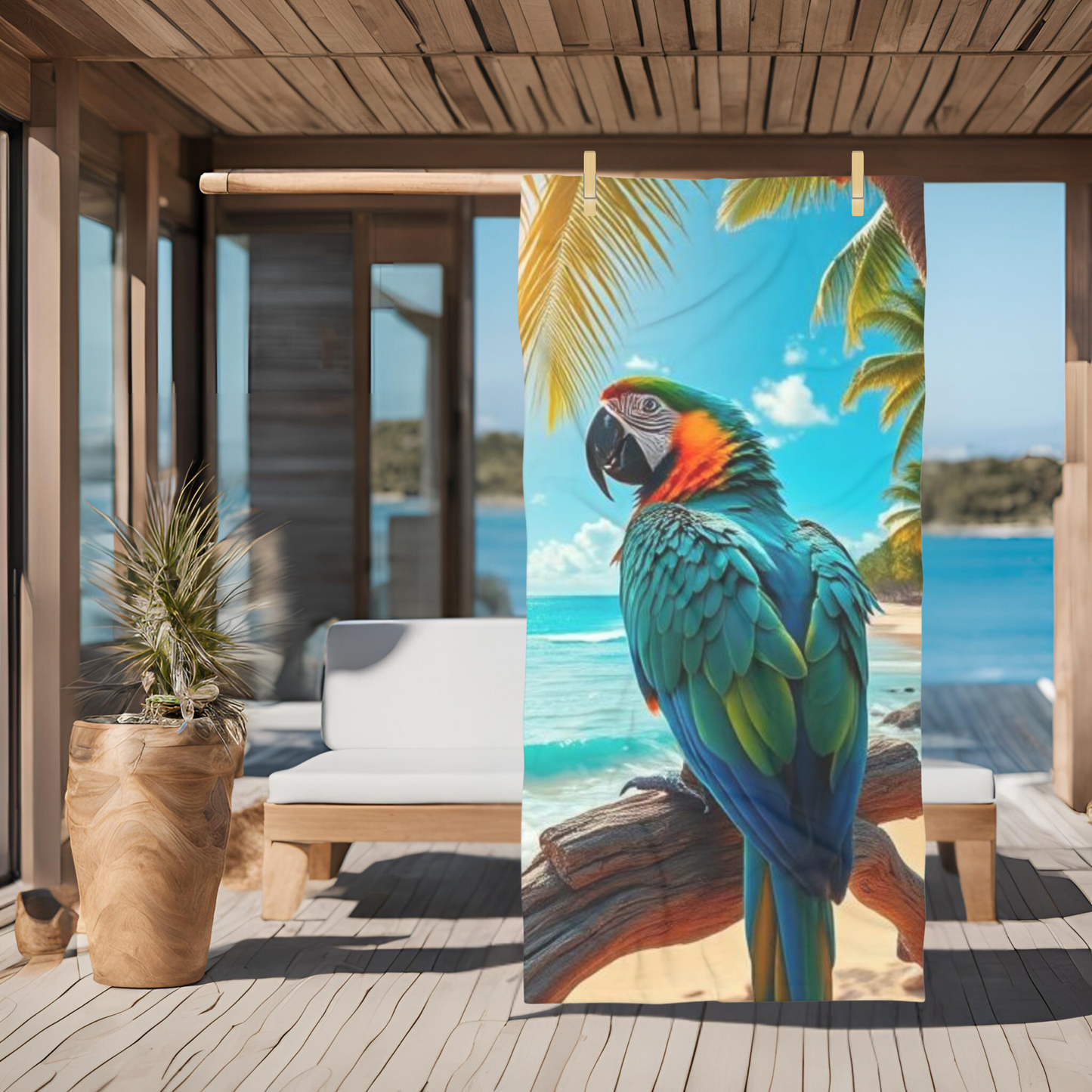 Vibrant Blue Parrot Paradise -  Beach Towel