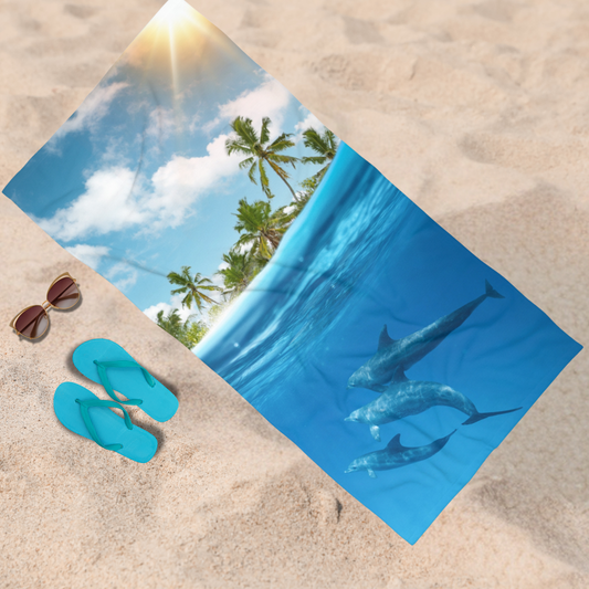 Dolphins Playing in the Ocean - Beach Towel