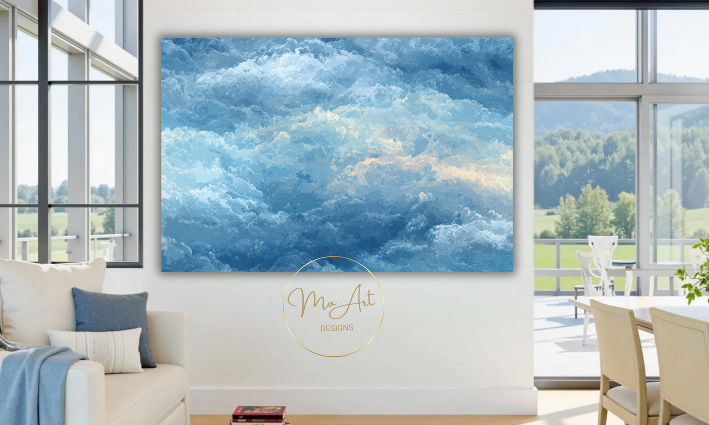 Abstract Blue Clouds Canvas Wall Art