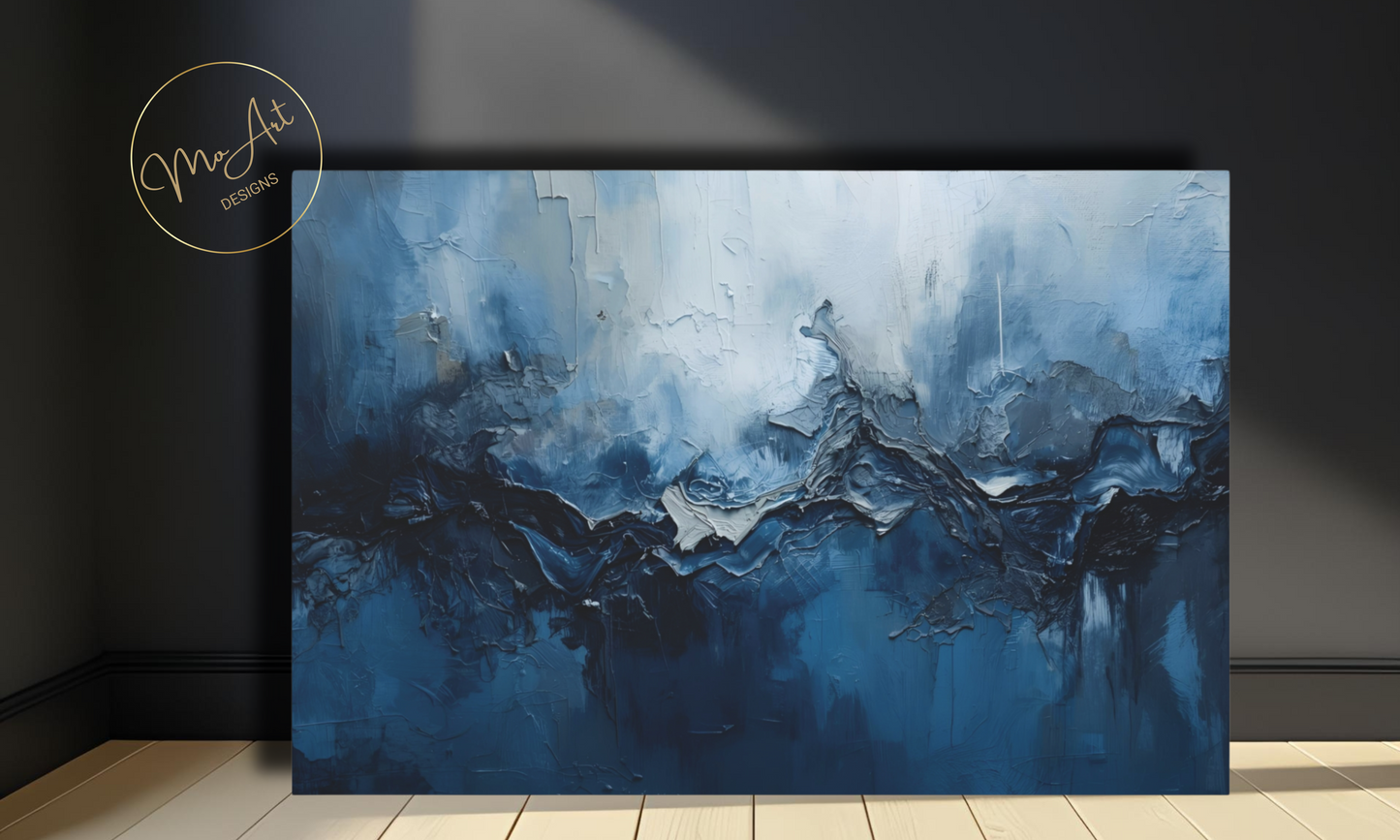 Abstract Blue & Grey Canvas Wall Art