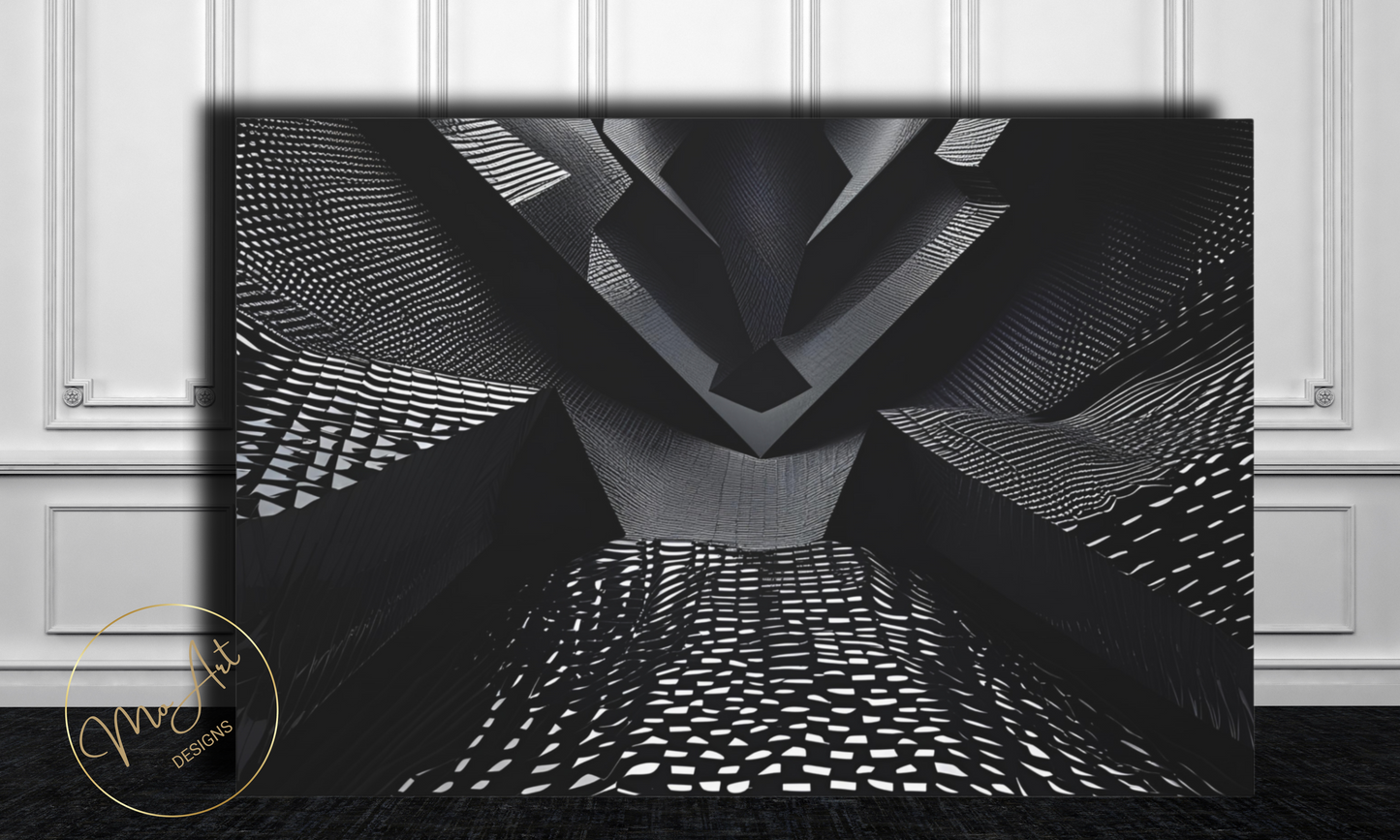 Black Futuristic Abstract  Canvas Wall Art