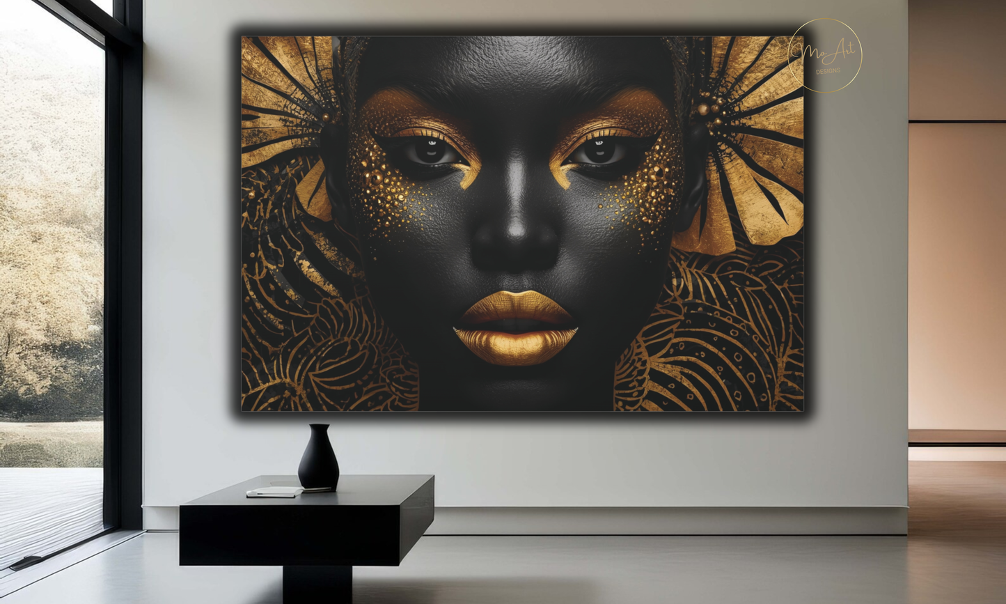 Black & Gold Afrocentric Wall Art / Canvas Print