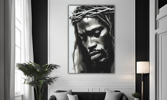 Black Jesus Crown of Thorns Canvas Wall Art