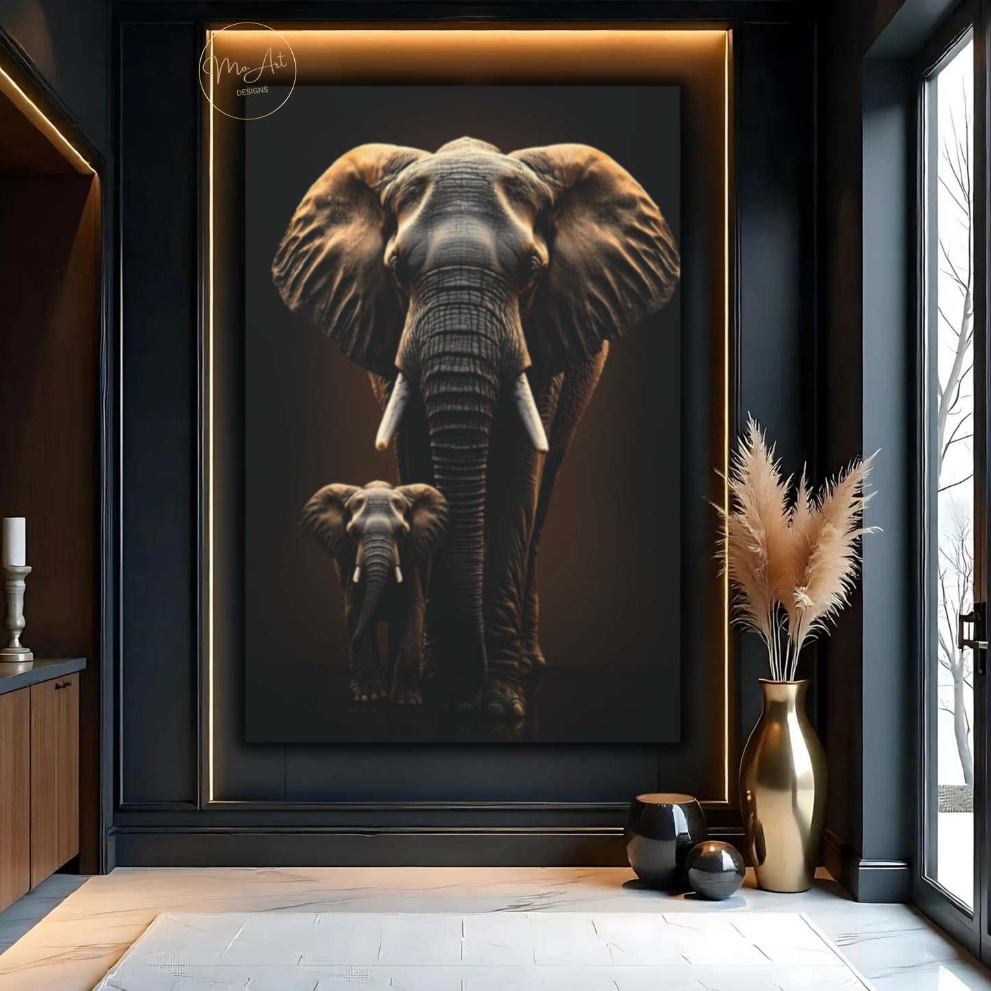 Black & Gold Elephant Wall Art – Unbreakable Bond / Canvas Print