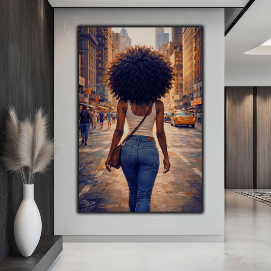 Black Woman Wall Art – Afrocentric Urban New York Street Canvas Print