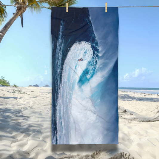 Surfing the Big Wave Beach Towel