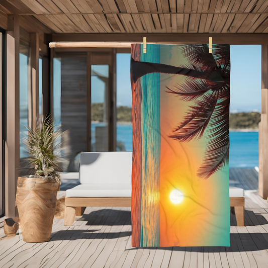 Tropical Sunrise on the Beach - Luxurious Beach Towel