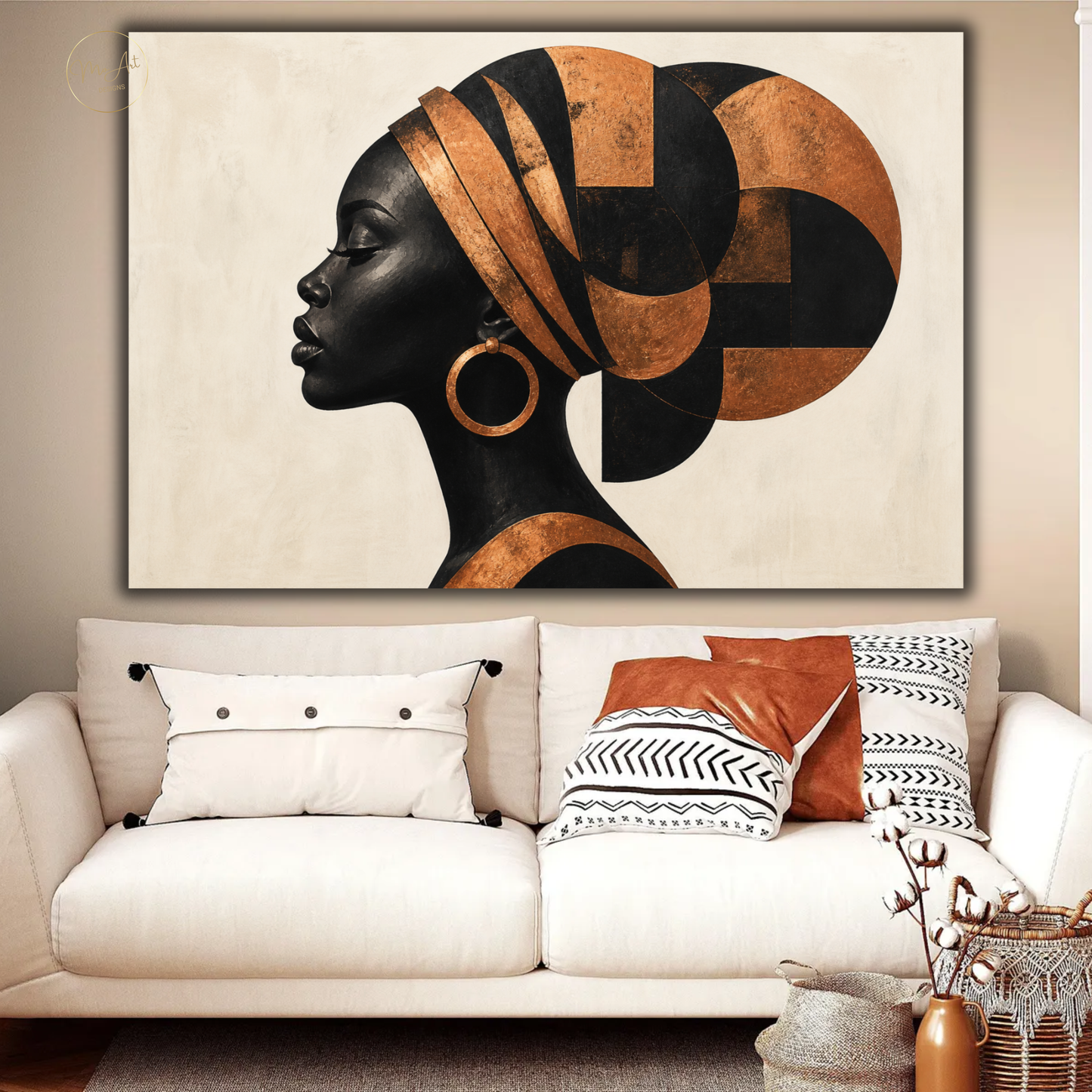 Black Woman Wall Art – Timeless Beauty | Abstract in Copper & Black Canvas Print