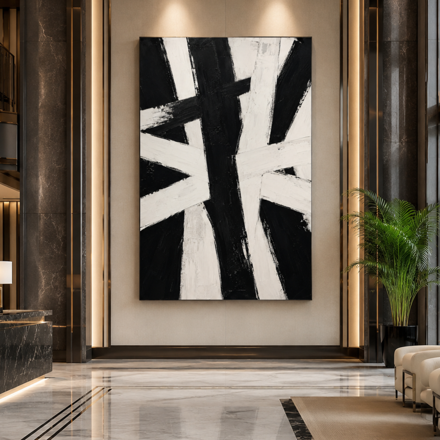 Black & White Textured Abstract Wall Art | Minimalist Monochrome Canvas Print
