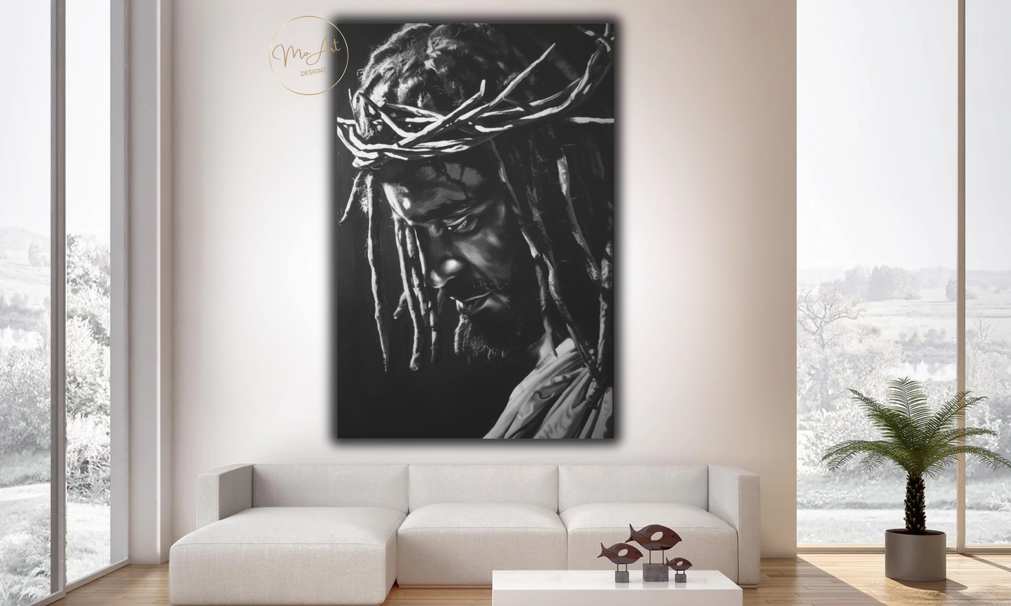 Black Jesus - Crown of Thorns Wall Art / Canvas Print