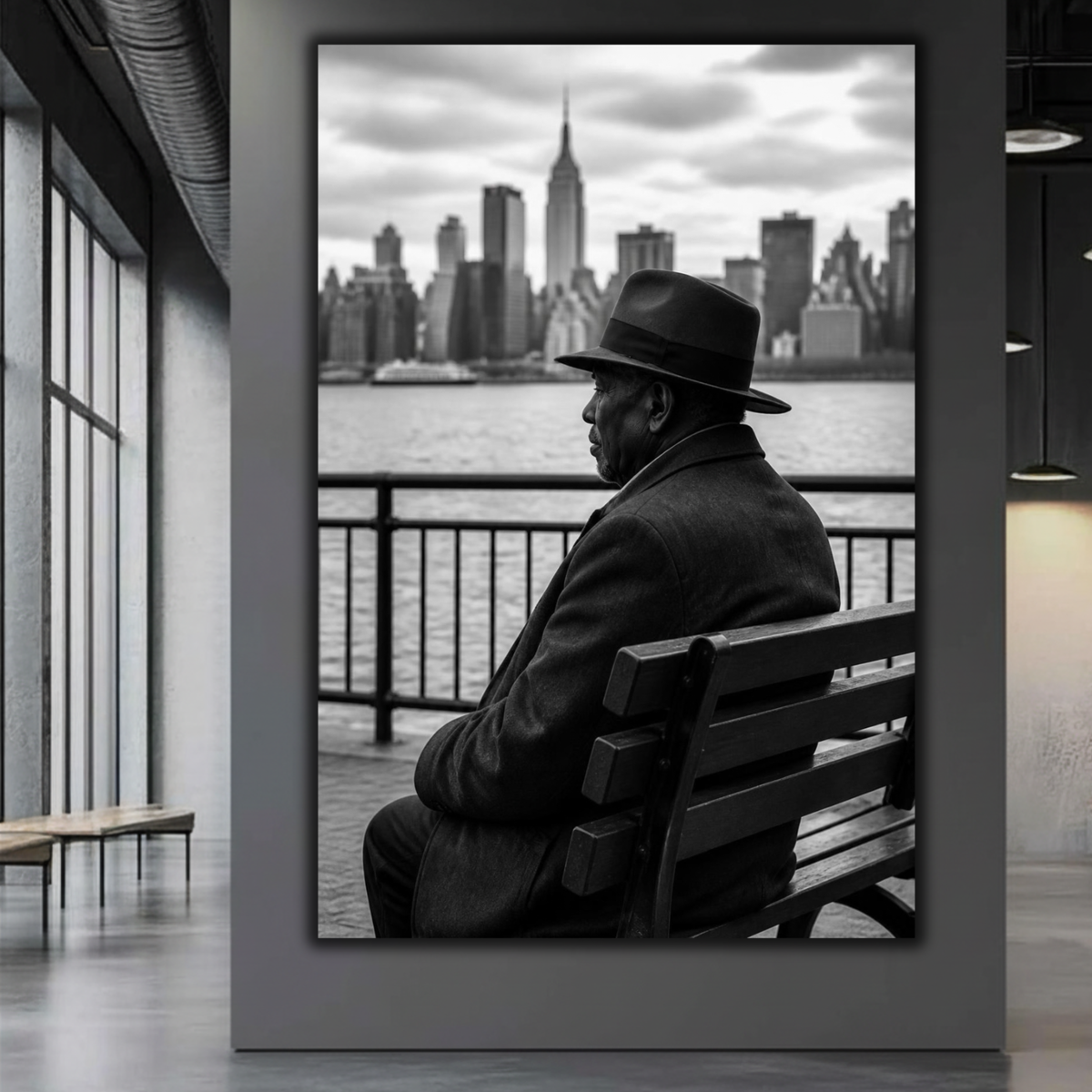 African American Man Wall Art – NYC Black & White Canvas Print | Urban Decor