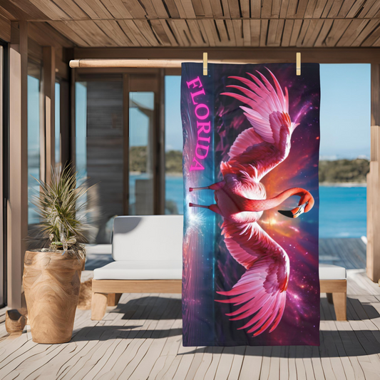 Exotic Pink Flamingo Florida - Beach Towel