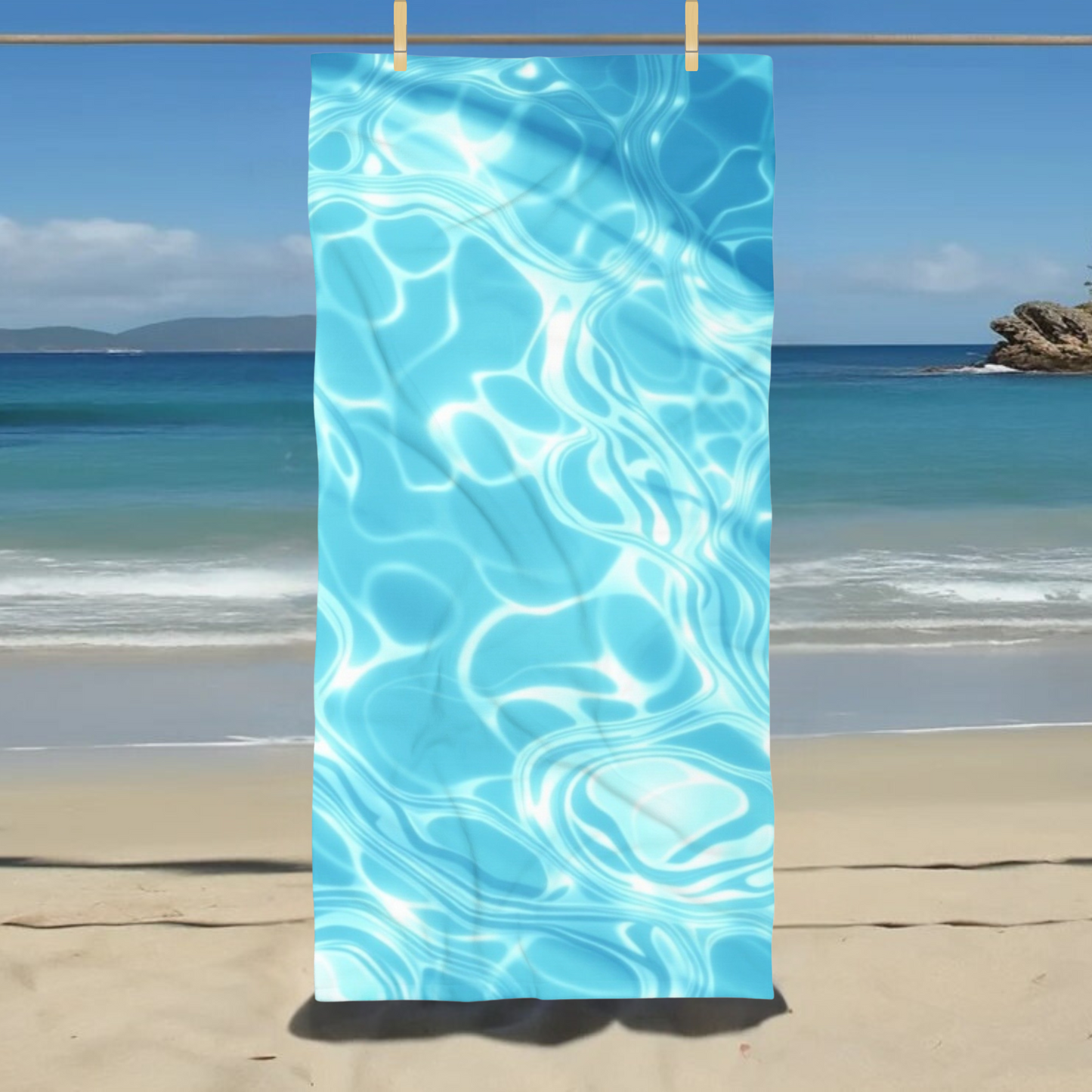 Swirling Crystal Blue Water - Beach Towel