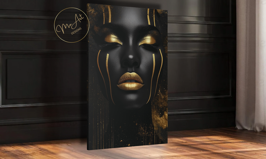 Black and Gold Woman Abstract – Luxury Canvas Wall Art