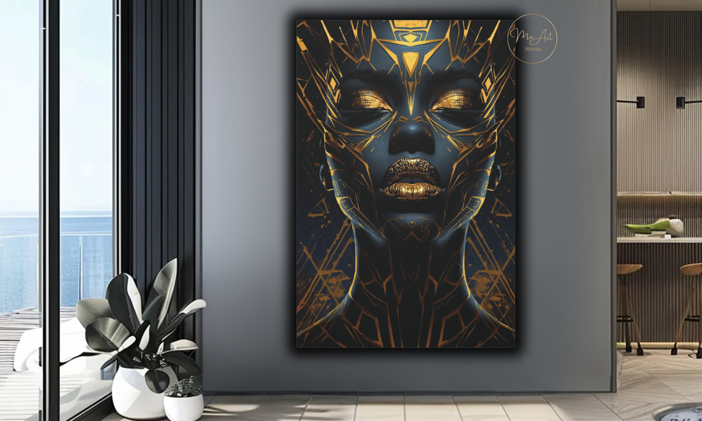Black & Gold Woman Wall Art – Divine Authority / Canvas Print