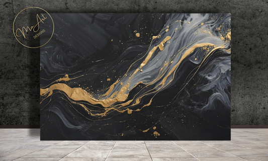 Black, Gold and Grey Abstract Canvas Wall Art