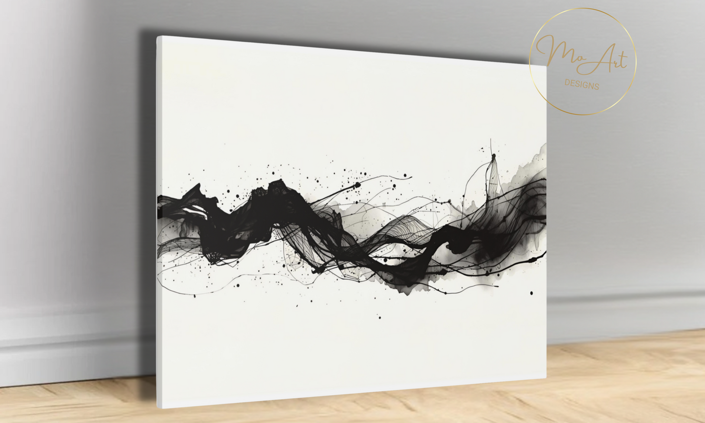 Abstract Black & White Minimalist Canvas Art