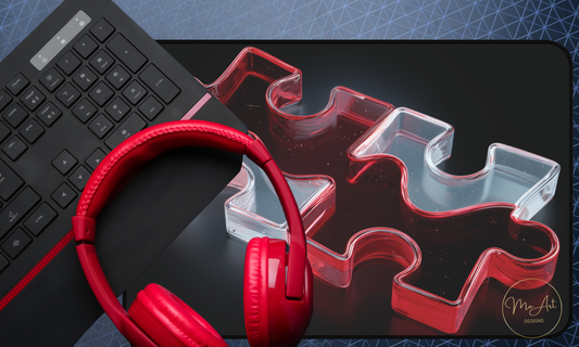 Ruby Radiance Puzzle Piece Desk Mat / Mouse Pad
