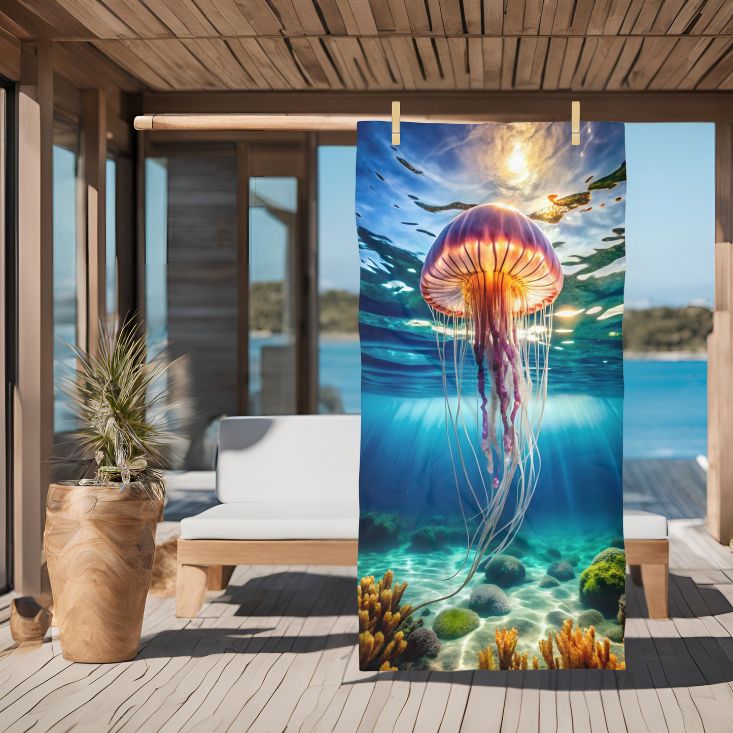 Tropical Waves and Jellyfish Dreams  - Beach Towel