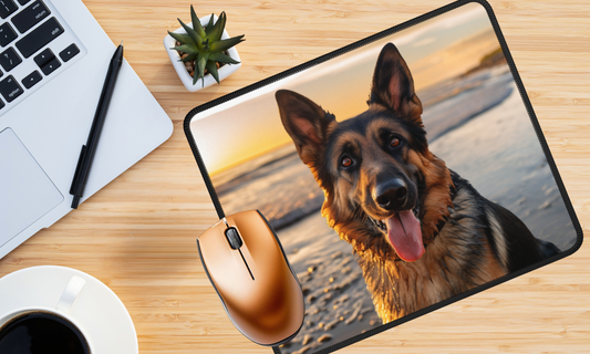 German Shepherd on the Beach - Mouse Pad