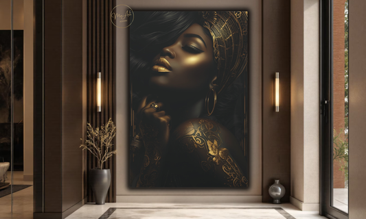Black & Gold Illumination - Canvas Wall Art