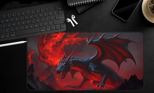 Mystical Black Dragon- Desk Mat / Mouse Pad